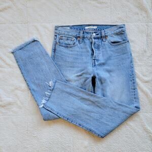 Levis Big "E" High Rise Raw Hem Straight Leg Wedgie Jeans